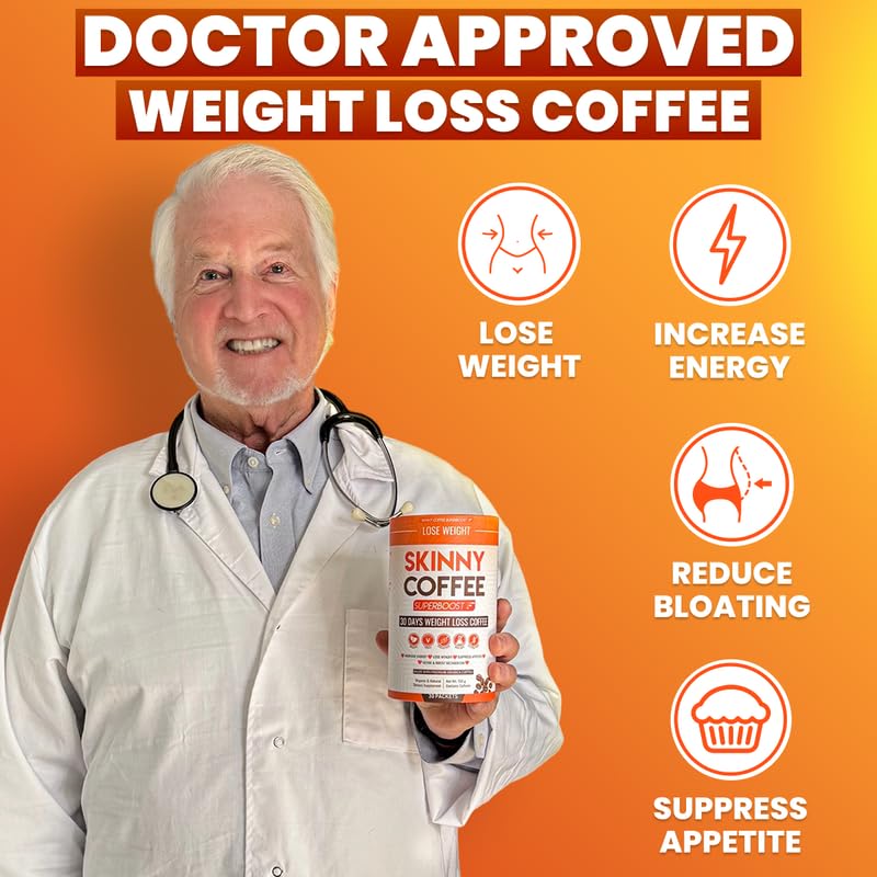 Skinny Coffee Super Boost Weight Loss Coffee - 60 Servings, Belly Fat Burner, Keto Vegan, Sugar-Free, Supports Metabolism & Energy