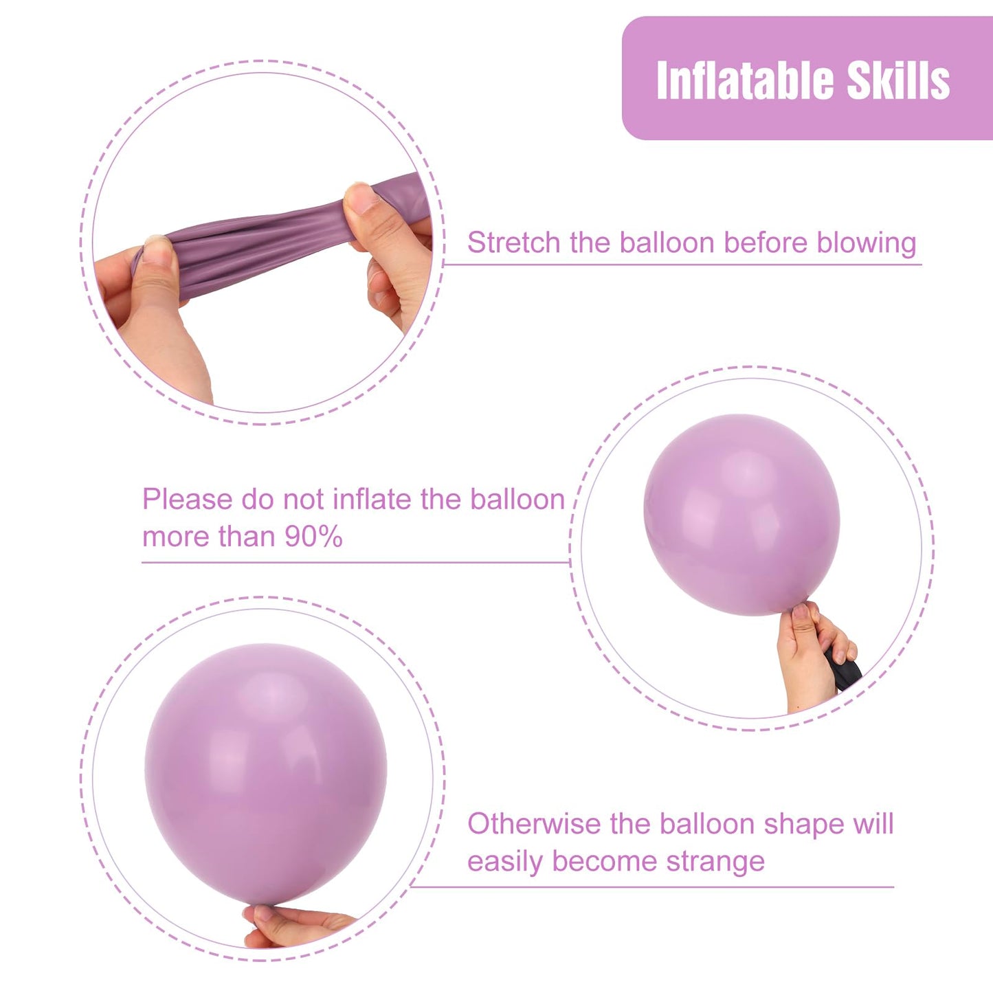 RUBFAC Dusty Purple Balloons 129pcs Different Sizes Pack of 18 12 10 5 Inch, Latex Light Lavender Lilac Purple Balloon Garland Arch Kit for Wedding Baby Shower Gender Reveal Birthday Party