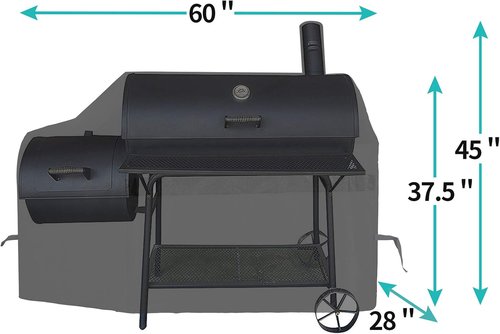 iCOVER 60-Inch Offset Smoker Cover - Heavy Duty Waterproof 600D BBQ Protection for Major Brands