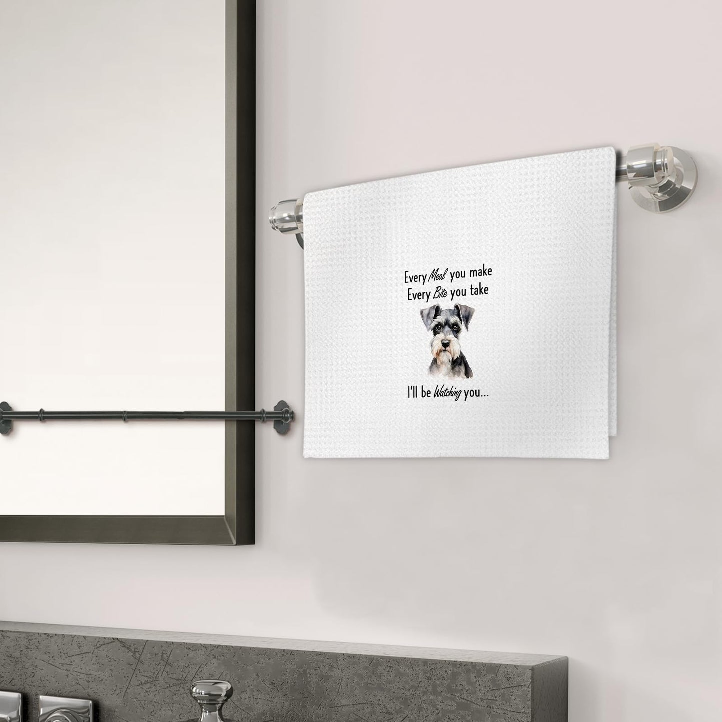 FIicy Miniature Schnauzer Gifts Kitchen Towels - Schnauzer Dog Lover Gifts Dish Towels, Mini SchnauzerGifts Dog Owner Decorative Hand Towels for Kitchen, DogKitchen Decor, Set of 2(16x24 Inch)