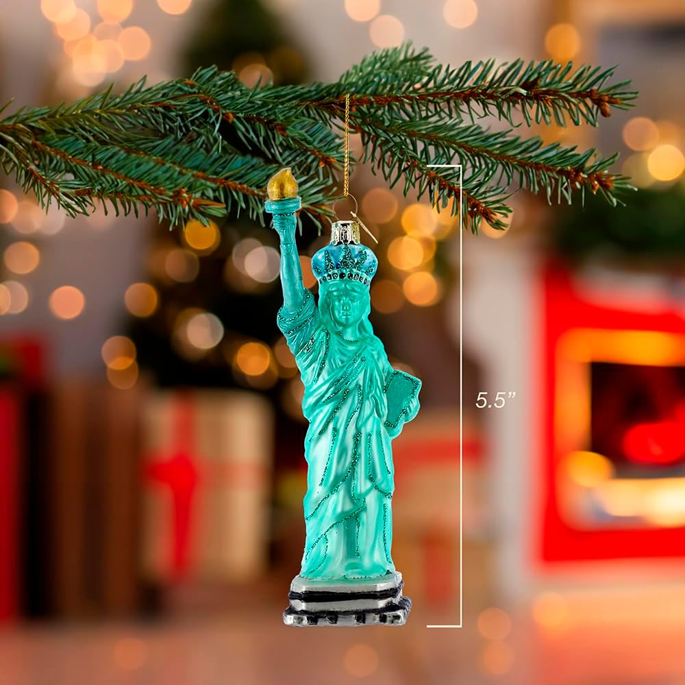 Statue of Liberty Glass Ornament - 5.5-Inch Noble Gems by Kurt Adler