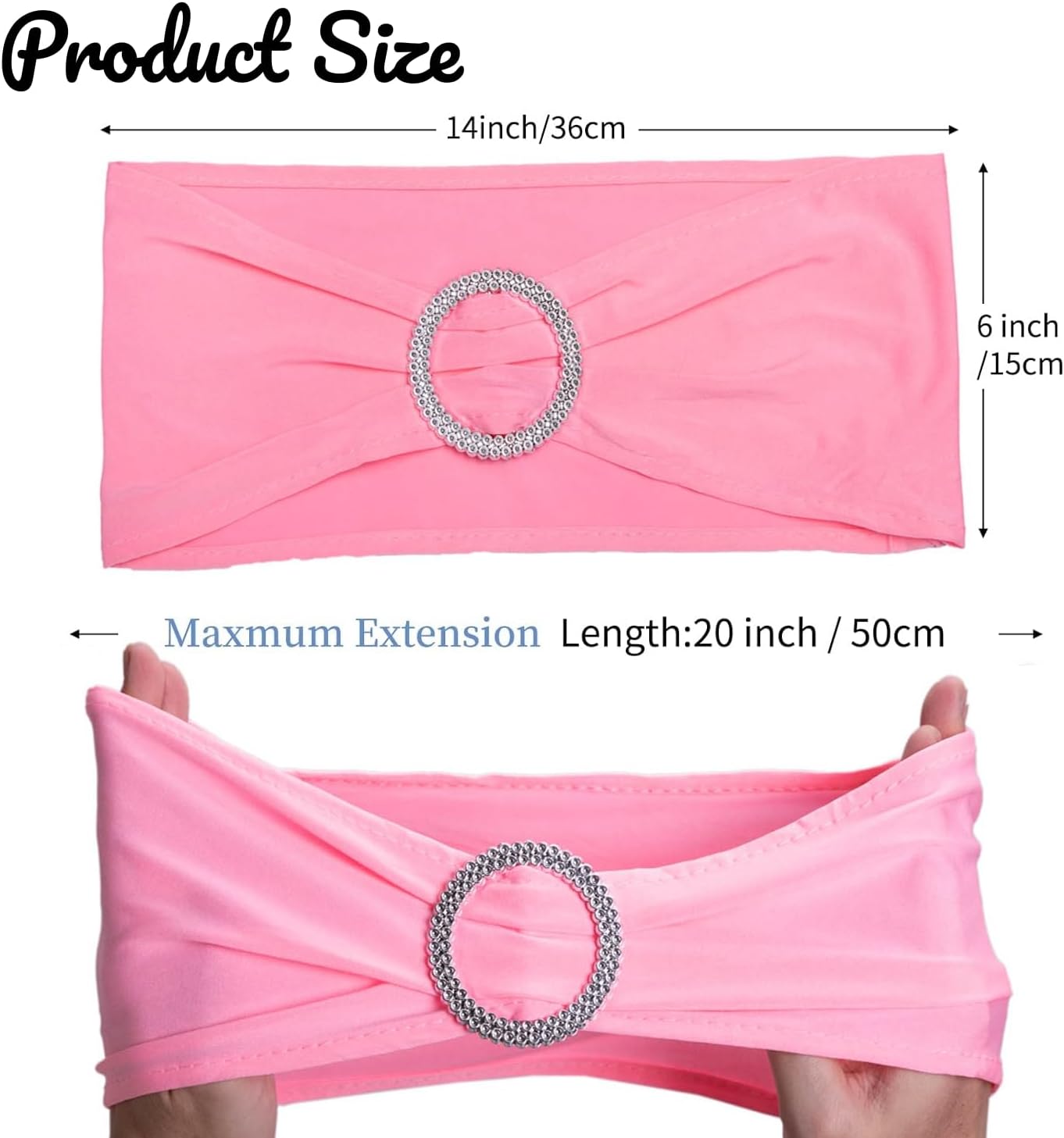 Skiennix Pink Chair Sashes - 30 Pack Stretch Spandex with Elastic Bow for Wedding & Event Decor