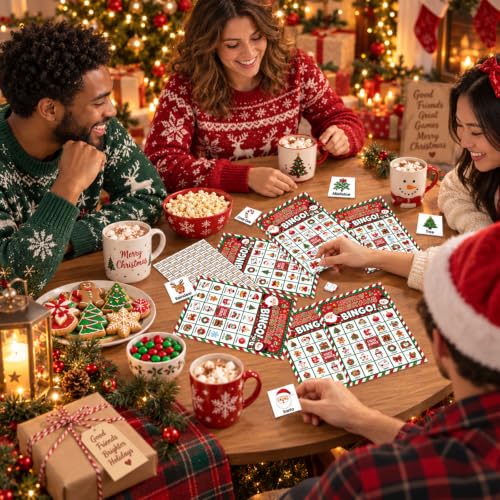 Christmas Party Bingo Card Game - Holiday Family & Group Activity - Variation: Christmas-1