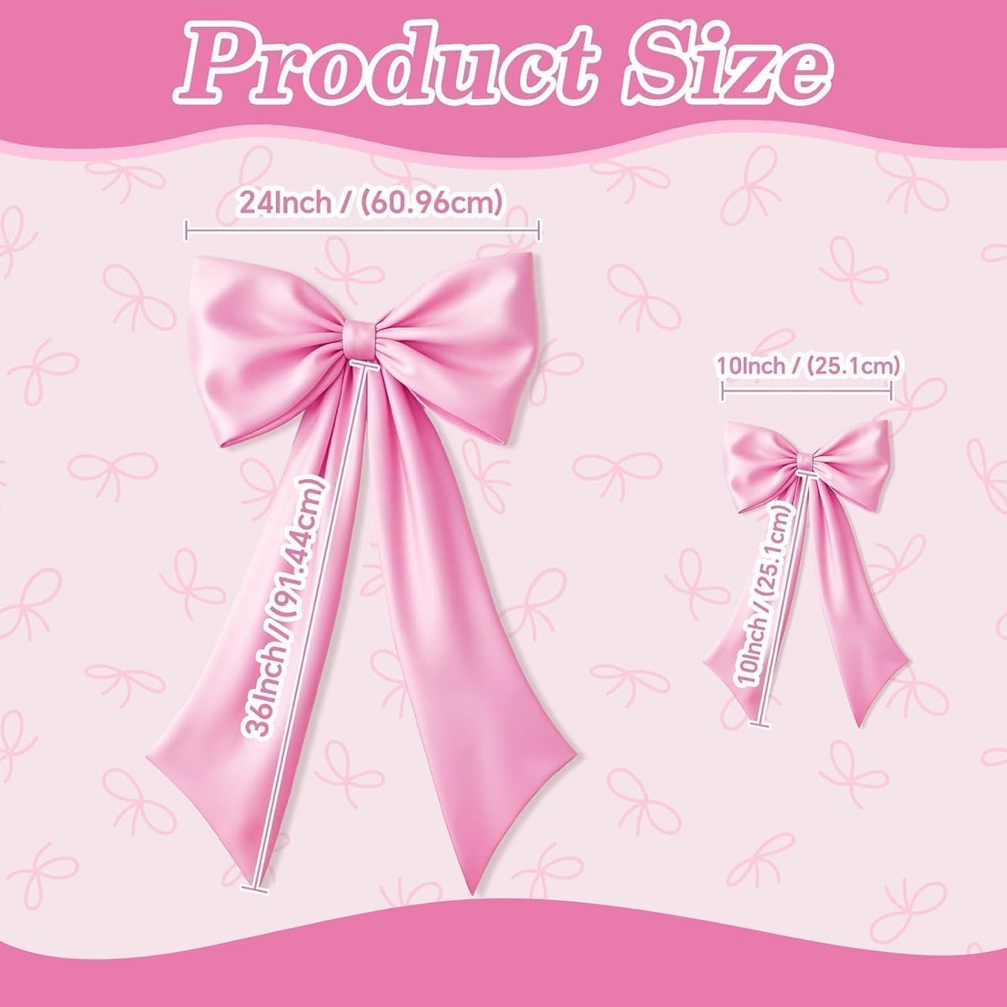 Skiennix Pink Bow Decor - 2 Pack of Large & Small Coquette Wall Backdrop for Valentine's Day & Showers