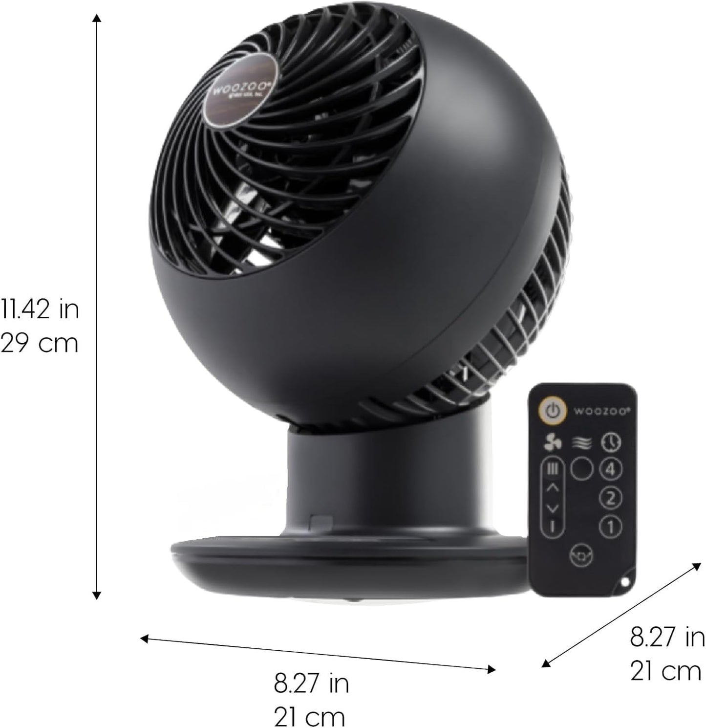 IRIS USA WOOZOO Air Circulator Fan with Remote, Oscillation, 5 Speeds, 82ft Max Air Distance, 90° Adjustable Tilt, 30db Quiet Motor, Small Fan for Bedroom, Office, Dorm, Black