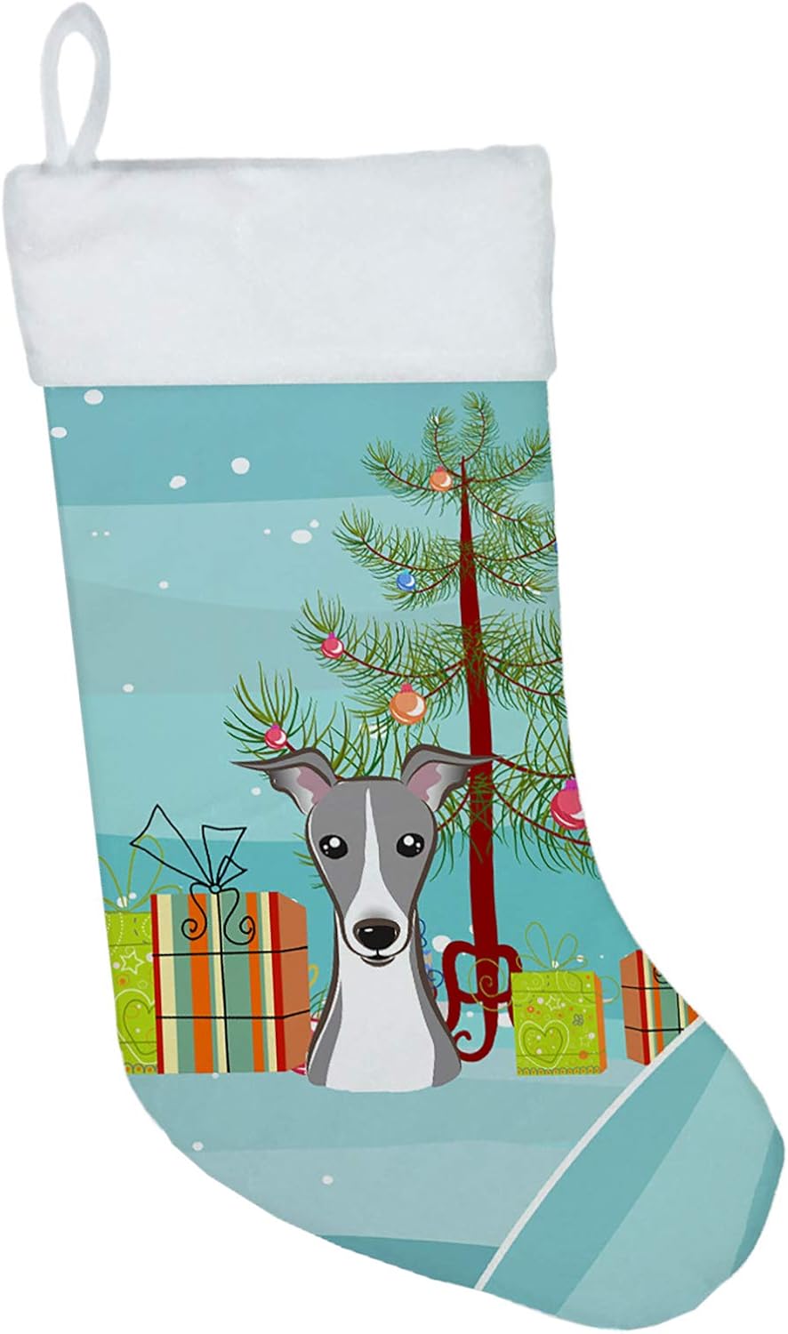 Shih Tzu Christmas Stocking - Chocolate Brown Dog Holiday Decor for Fireplace