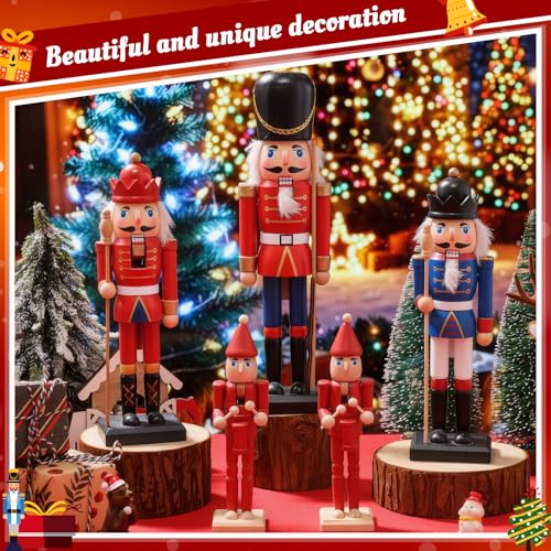 Vercraft 3-Pack Unfinished Nutcrackers – Paint-Your-Own Wooden Christmas Figurines (Drummer, King, Soldier) with Paint & Brushes – 7.08, 9.84, 11.81 in