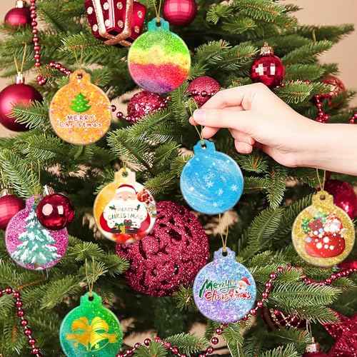FEBSNOW 4PCS Christmas Ornaments Resin Molds Round Silicone Resin Ornaments Molds with Strings Epoxy Pendant Casting Molds for Resin Resin Molds Silicone for DIY Crafts Making Holiday Xmas Home Decor