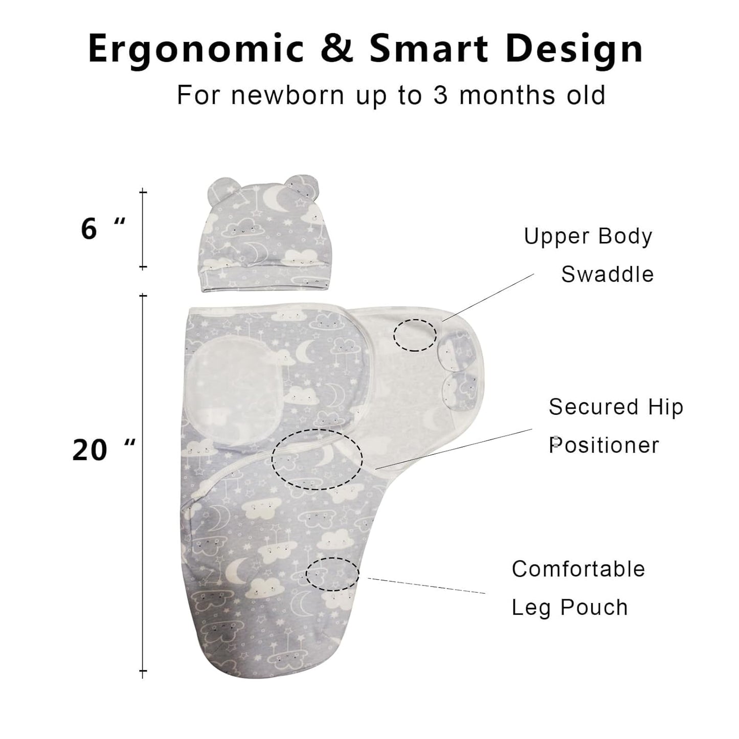 Skiennix Organic Swaddle Sleep Sacks - Ergonomic Newborn Wraps 0-3 Months - Soft Baby Blankets