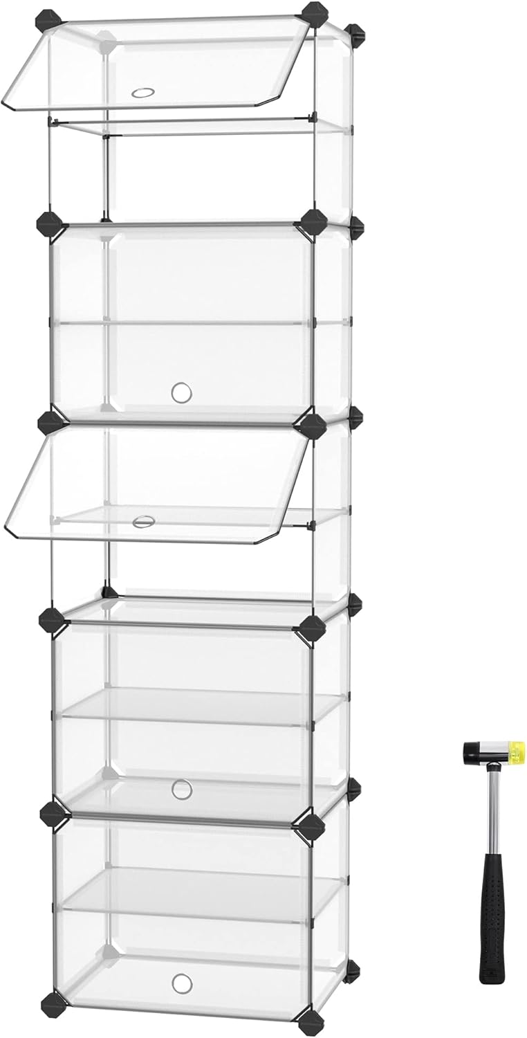 SONGMICS Shoe Rack - 10-Slot Storage Organizer with Doors | Portable Modular Design for Shoes & Accessories