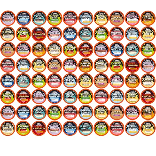 Flavored Coffee Pods Assorted Sampler - Variety Pack for K Cup Brewers - 80 Count