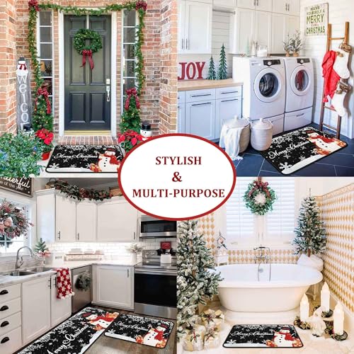 Christmas Kitchen Mats Set of 2, Decorations for Home, Snowman Rugs