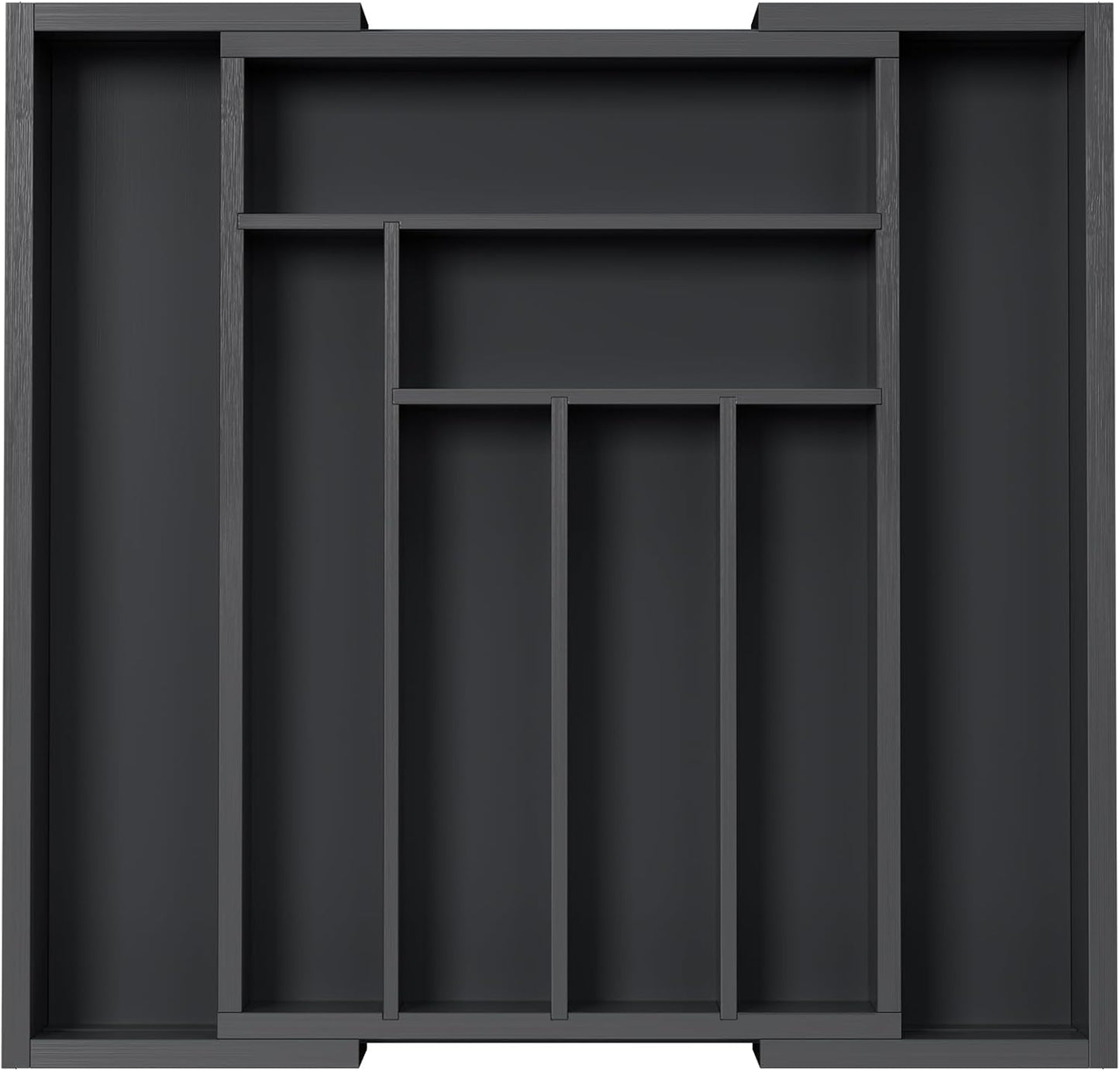 Pipishell Bamboo Drawer Organizer - Adjustable Utensil Holder & Cutlery Tray | Black, Multi-Size Options