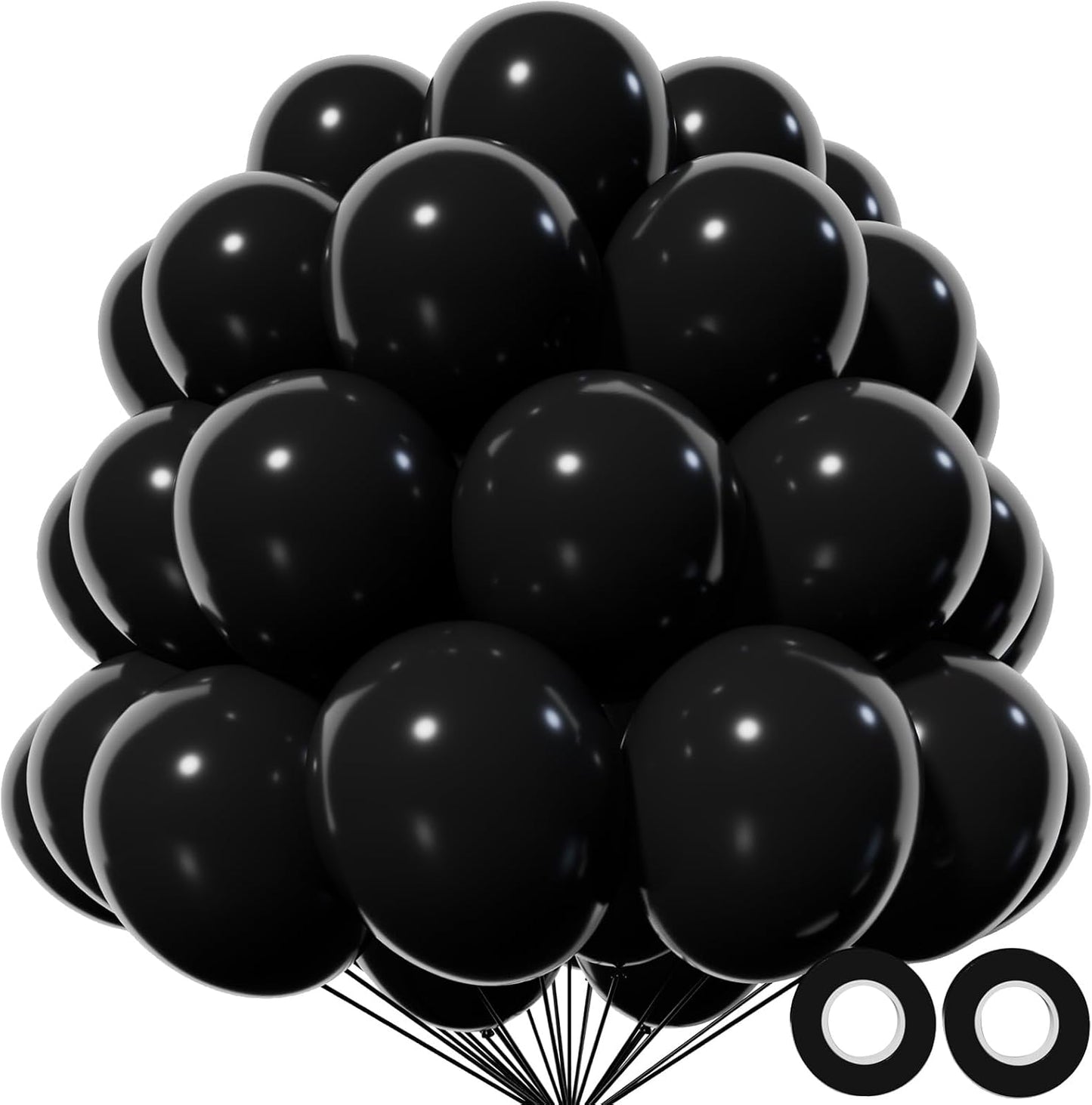 KAWKALSH Black Balloon | 12-Inch Thickened Latex Party Balloons - 110pcs for Birthdays & Weddings