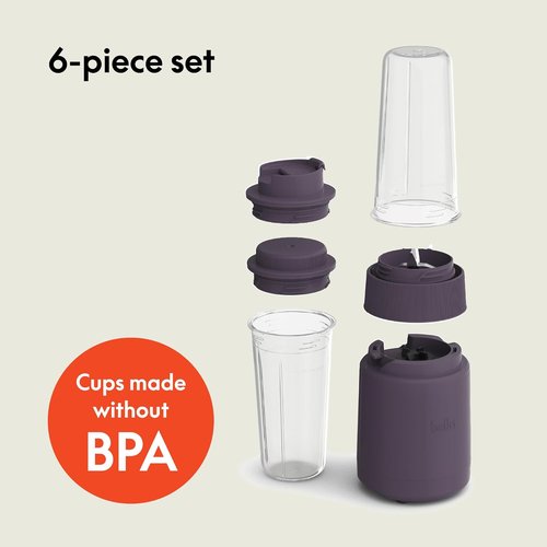 Bella Portable Rocket Blender - 6 Pcs Juicer & Smoothie Maker | BPA-Free, 240W, Plum Color