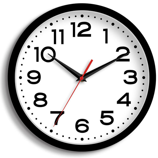 Roymnie Wall Clock 14 Inch Large Silent Non-Ticking Modern Clock Battery Operated Classic Simple Minimalist Analog Decorative for Kitchen, Living Room,Office, Bedroom, Bathroom (Black)