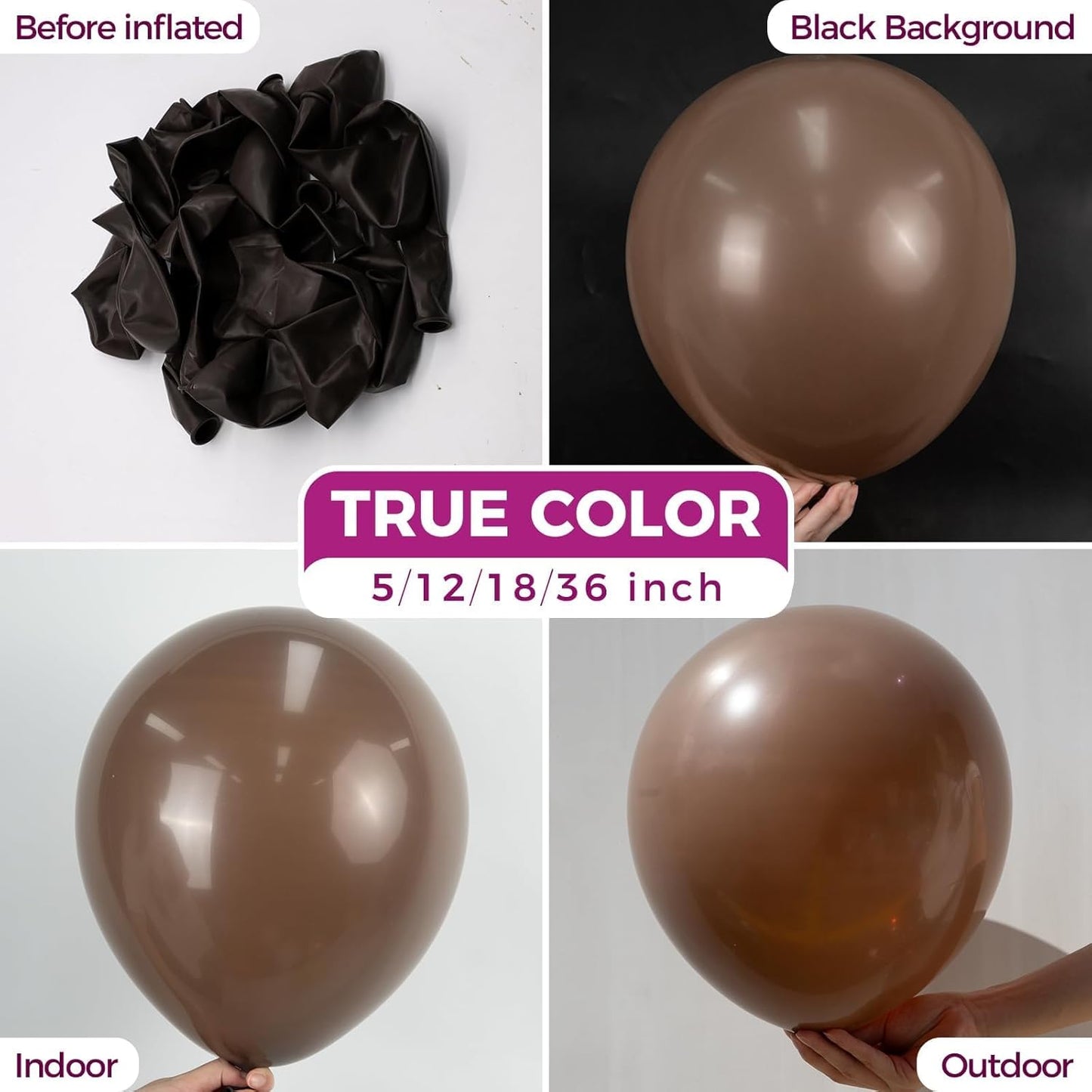 Bezente Brown Balloons - 100 Pack 12-Inch Premium Latex Helium Balloons for Boho Jungle Party Decor