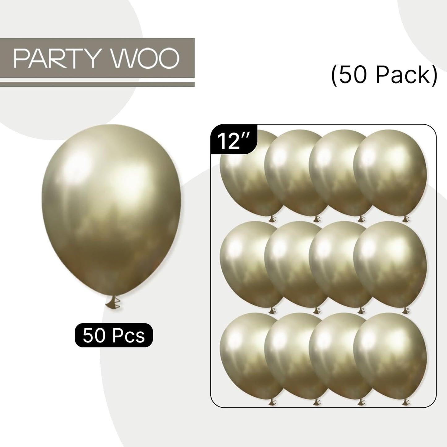 PartyWoo Metallic Green Balloons - 50pcs 12 Inch Sage Olive Green for Weddings, Graduations & Baby Showers
