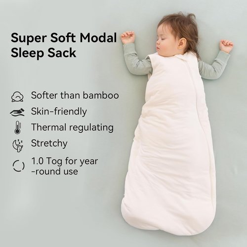 BubblePanda Modal Sleep Sack - Super Soft 0.5 Tog Toddler Blanket for Summer | 6-12 Months