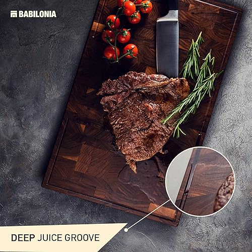 Black Walnut End Grain Cutting Board - 19.7 L x 12.2 W Reversible Butcher Block with Organic Oil