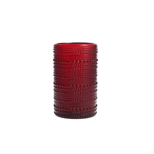 Fortessa Jupiter Beaded Hobnail Glass, 13 Ounce Iced Beverage (Set of 6), Red