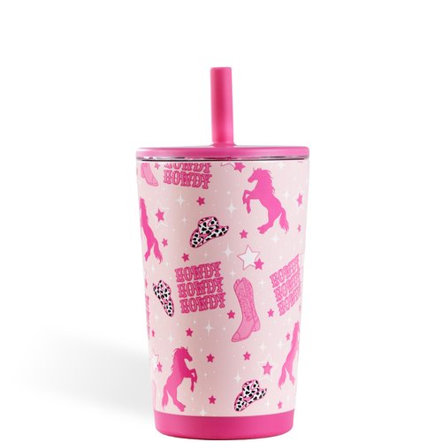 HydroJug Everyday Tumbler 14 oz – Ceramic-Lined Insulated Tumbler with Straw and Soft-Touch Lid, Cup Holder Friendly, Double-Wall Vacuum Insulation, Reusable Travel Cup – Cowgirl
