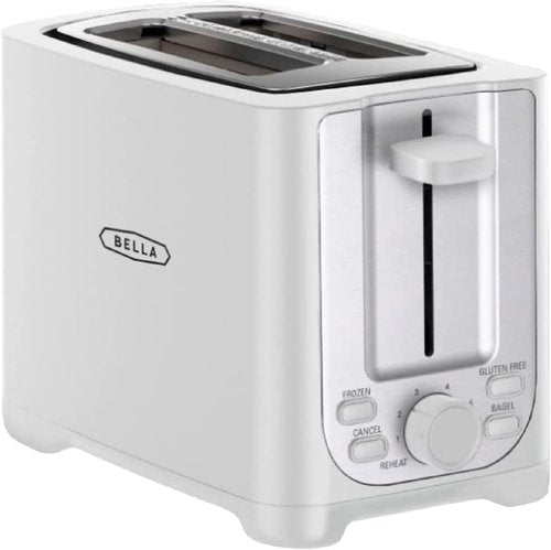 Bella 2 Slice Toaster - Extra Wide Slots, Auto Shut Off & Removable Crumb Tray | White Finish