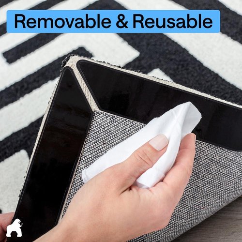 GORILLA GRIP Rug Gripper Pads - Reusable Double-Sided Stickers for Flat Corners | 8 Pcs for Hardwood & Tile Floors