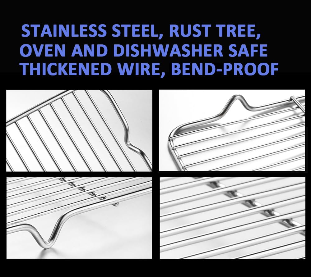 Turbokey Oven Roasting Rack 11 x 15.4 inch Rectangle Baking Cooling Steaming Grilling Rack with 4 Legs Stainless Steel Rack,Perfect To Cool and Bake(11"X15.4",39X28cm)