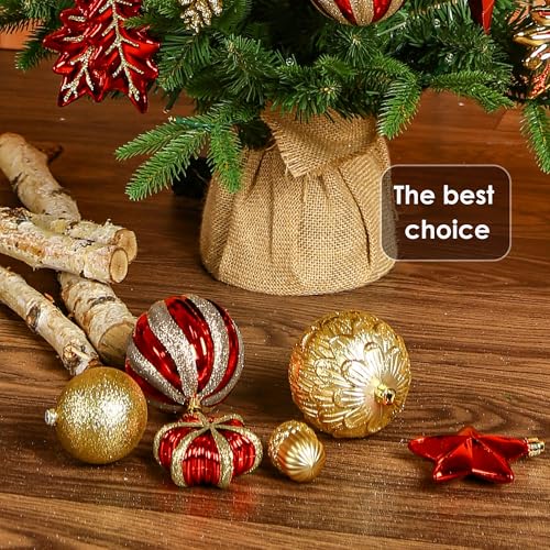 Christmas Decorations Set 103pcs Shatterproof Plastic Ornaments with Gnome Balls for Xmas Tree