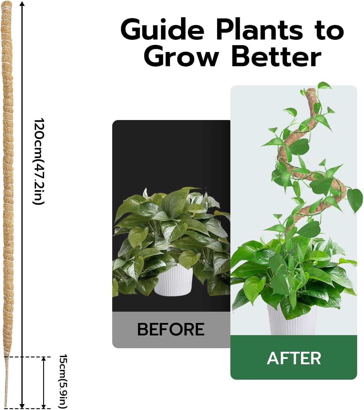 Mcbazel 47'' Bendable Moss Pole - Durable Coir Plant Support Stake for Monstera & Climbing Plants