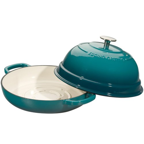 EDGING CASTING Enameled Cast Iron Dutch Oven Pot with Lid, Round Bread Oven for Homemade Sourdough Bread Baking, 6 Quart, Darkcyan