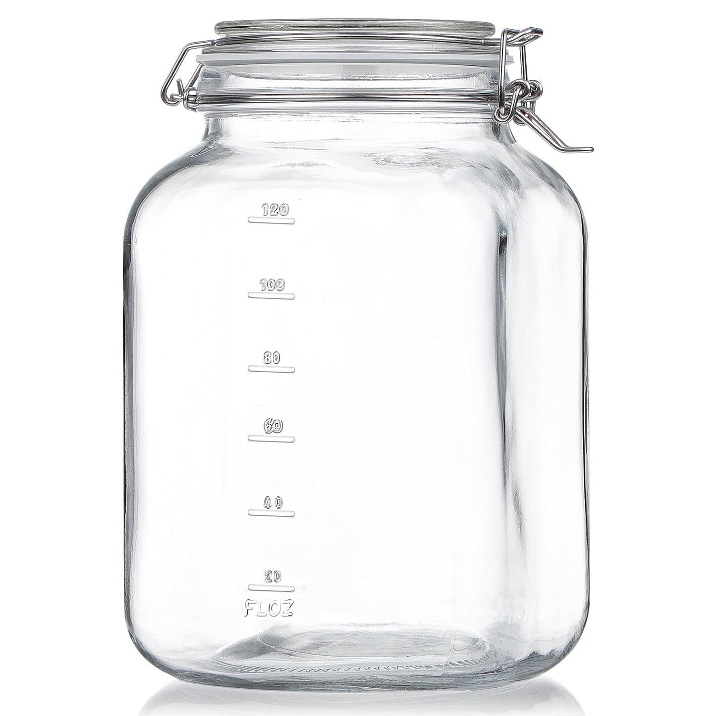 Folinstall 1 Gallon Square Super Wide-Mouth Glass Jars with Airtight Lids, Glass Storage Jars with 2 Measurement Mark, Sturdy Canning Jars with Large Capacity 4100 ML For Overnight Oats