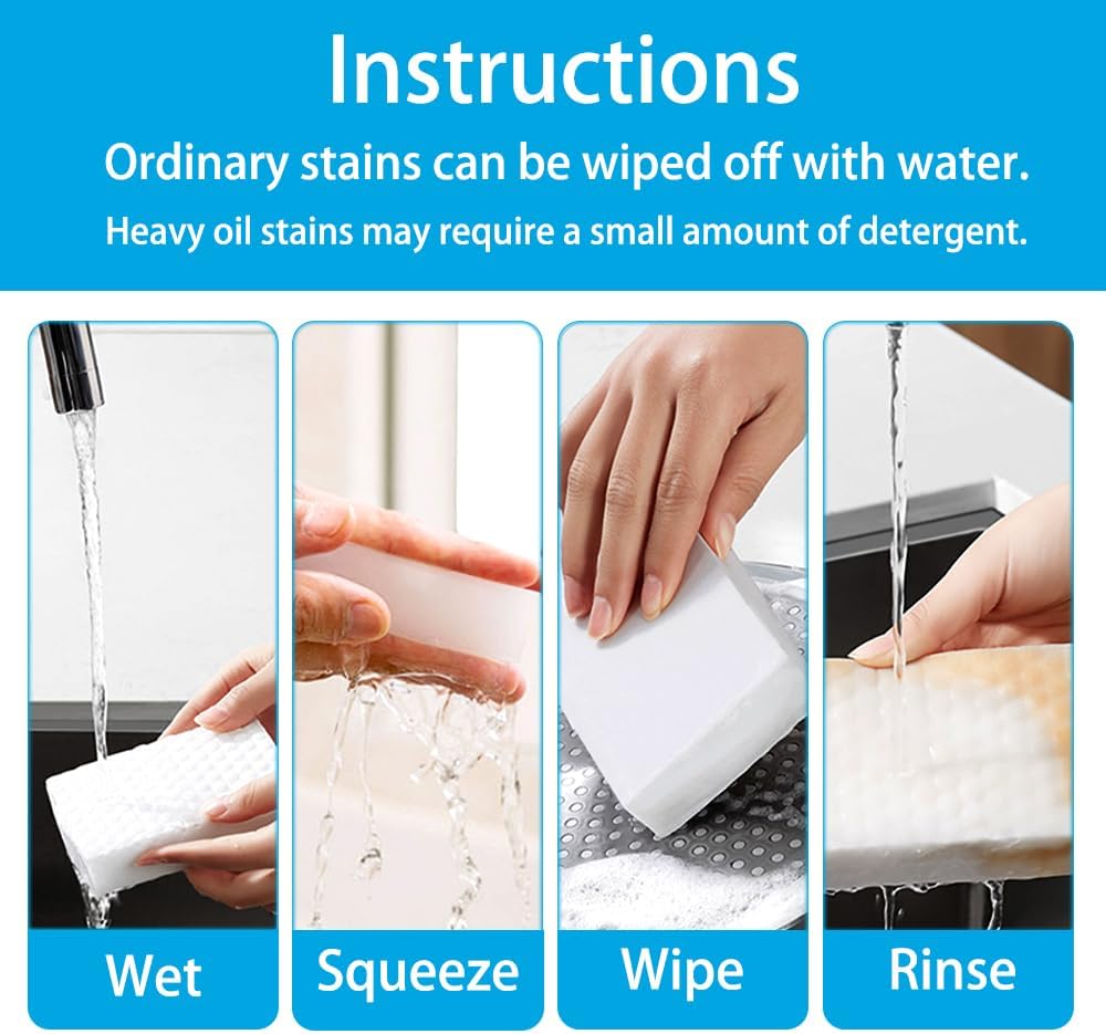 SmilinFit Magic Sponge Erasers - 50 Pack of 2X Density Melamine Foam Pads for Multi-Functional Cleaning