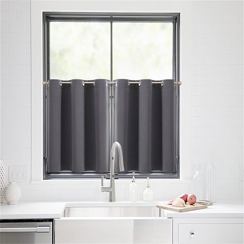 ChrisDowa Small Window Curtains - Grommet Thermal Insulated Room Darkening Panels (Dark Grey, 42 x 36 Inch)