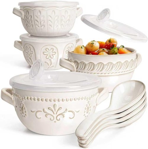 Artena Baking Dish - 5.1 Quart Casserole Dish with Handles | Oven Safe Ceramic Soup Crocks & Bowls