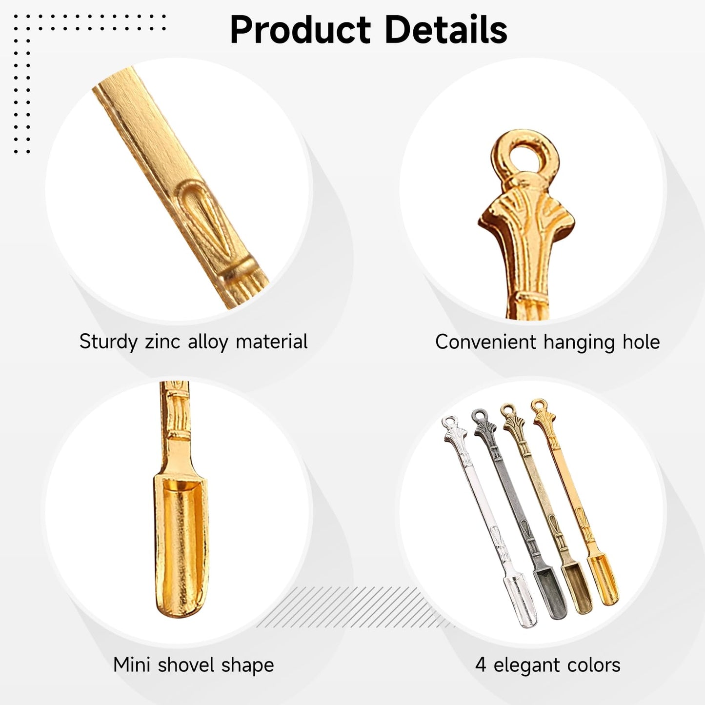 Tideme 40 Pcs Mini Shovel Spoons,Tiny Spoons for Powder,Metal Spoon Power Scoop Tableware Charm Mini Pendant Spoon for Measuring Spices,Herbs,Powder,Coffee,Sugar