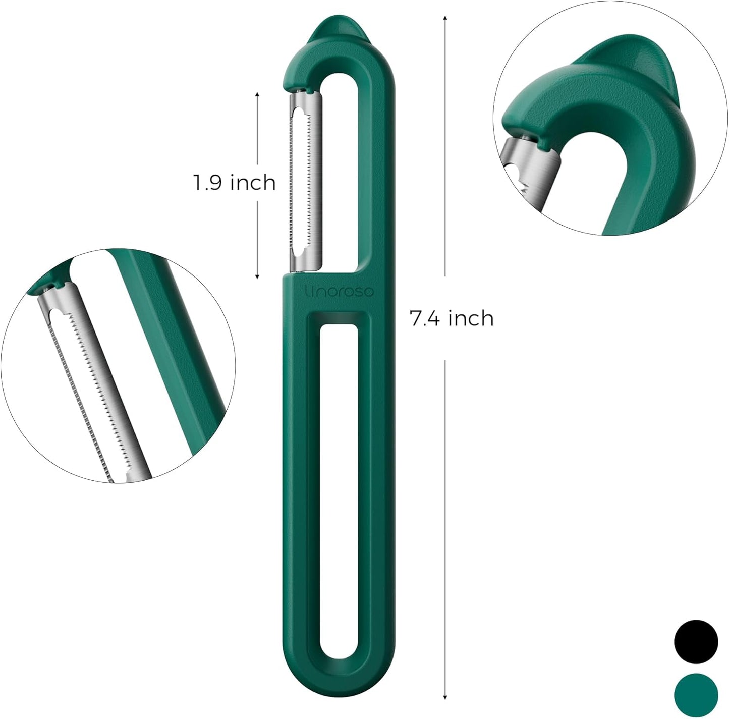 Linoroso Serrated Fruit Peeler - Japanese Stainless Steel Vegetable Peeler with Comfortable Handle | Dishwasher Safe