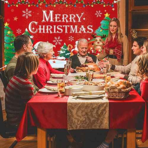 Merry Christmas Banner, Santa Claus Snowman Backdrop for Christmas Decorations, Christmas Backdrops for Photography