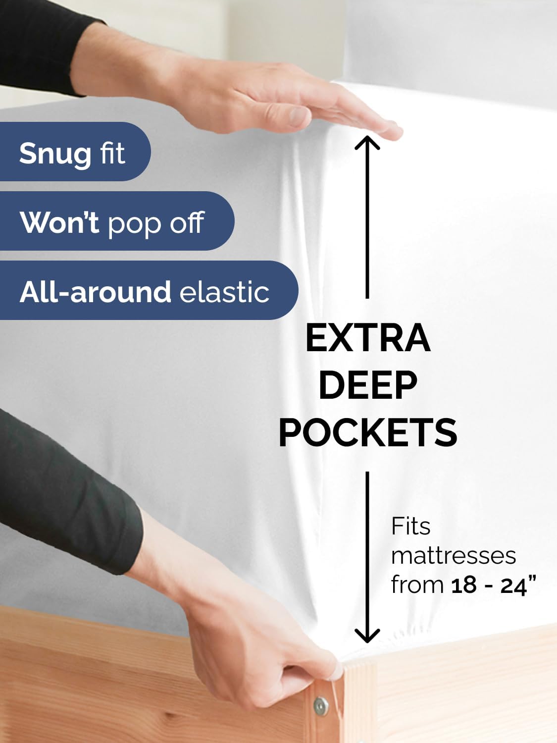 Skiennix Extra Deep Cal King Sheet Set | 6-Piece Breathable Cooling Bedding - Soft, Wrinkle-Free White