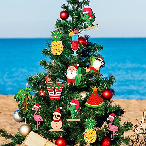 Christmas Wooden Santa Ornaments - Set of 30 Holiday Tree Decorations