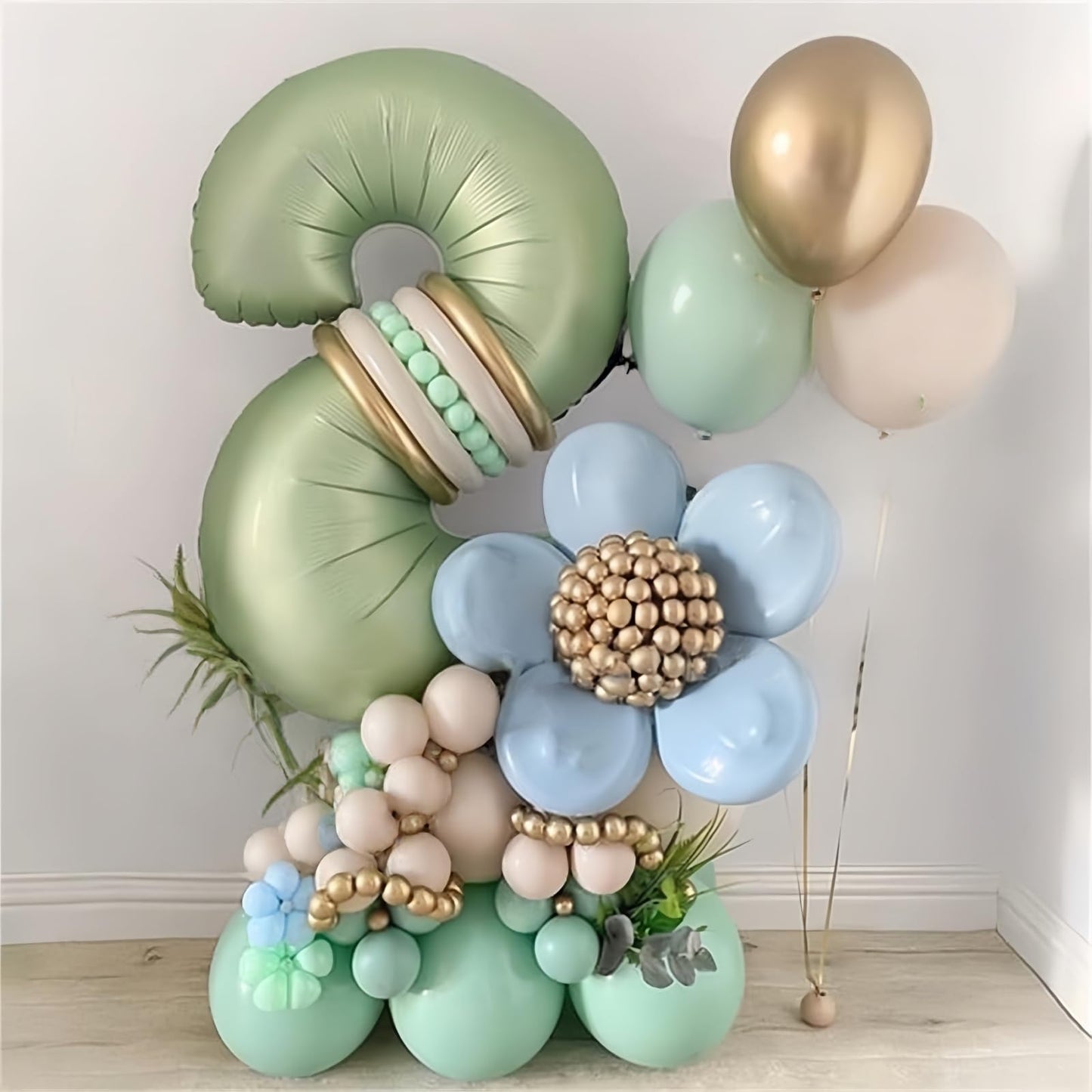 Lingqiang Sage Green Number 70 Balloons, 3pc 40 Inch Large Olive Green Foil Number 7 & 0 Balloons for Women, Men, Unisex Adults, Self Inflating 70th Birthday, Anniversary Party Decorations Supplies