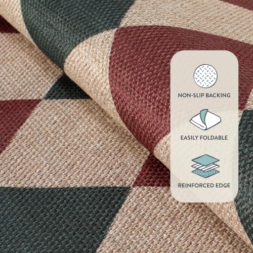 Lahome 2'6" x 8' Red and Green Checkered Christmas Runner Rug Non Slip Entryway Decor