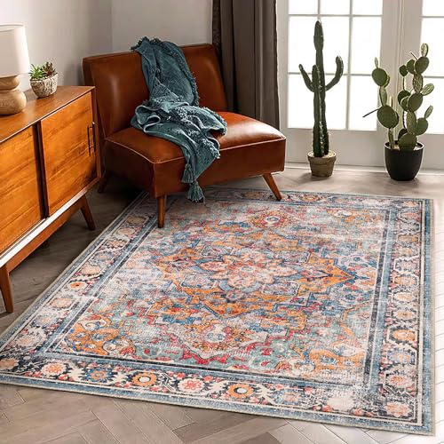 CHAMPLANT 6'x9' Washable Vintage Area Rug Boho Chic Medallion