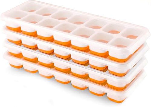 Airabc Silicone Ice Cube Trays - Easy-Release 14-Cube Design | BPA-Free & Stackable with Removable Lid