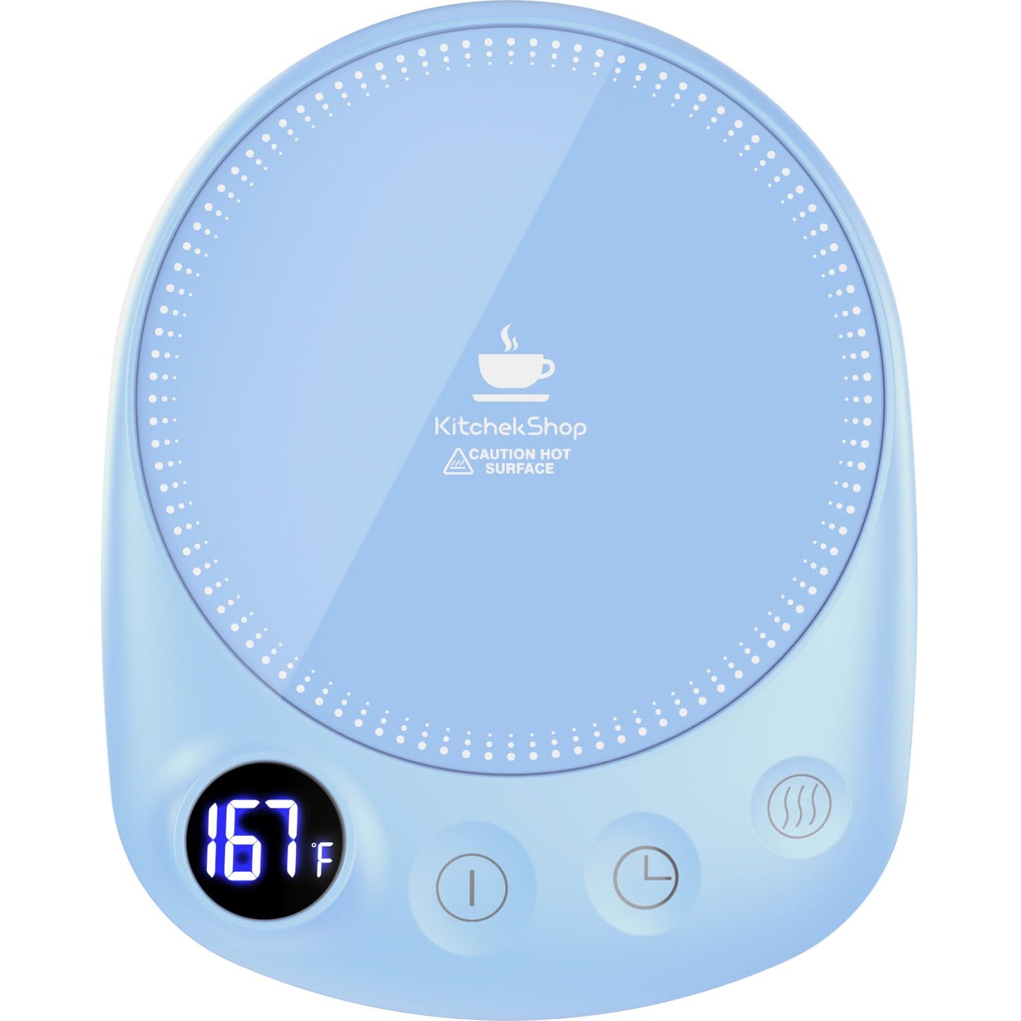 KitchekShop Coffee Mug Warmer - Fastest Heating & Highest Temperature, Coffee Cup Warmer for Desk Auto Shut Off, 4 Temp Settings & 1-12H Timer, Smart Electric Beverage Warmer for Coffee, Tea (Blue)