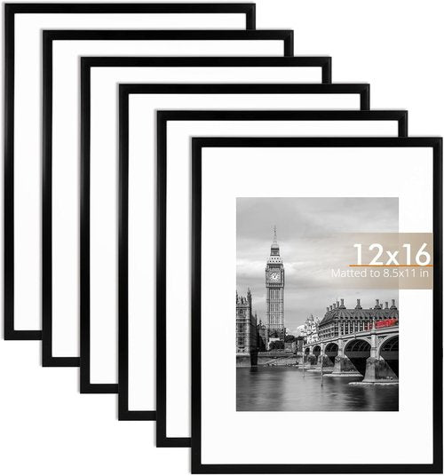Fixwal Diamond Art Frames - Set of 6 Lightweight 12x16 Black Picture Frames with Shatter-Resistant Glass