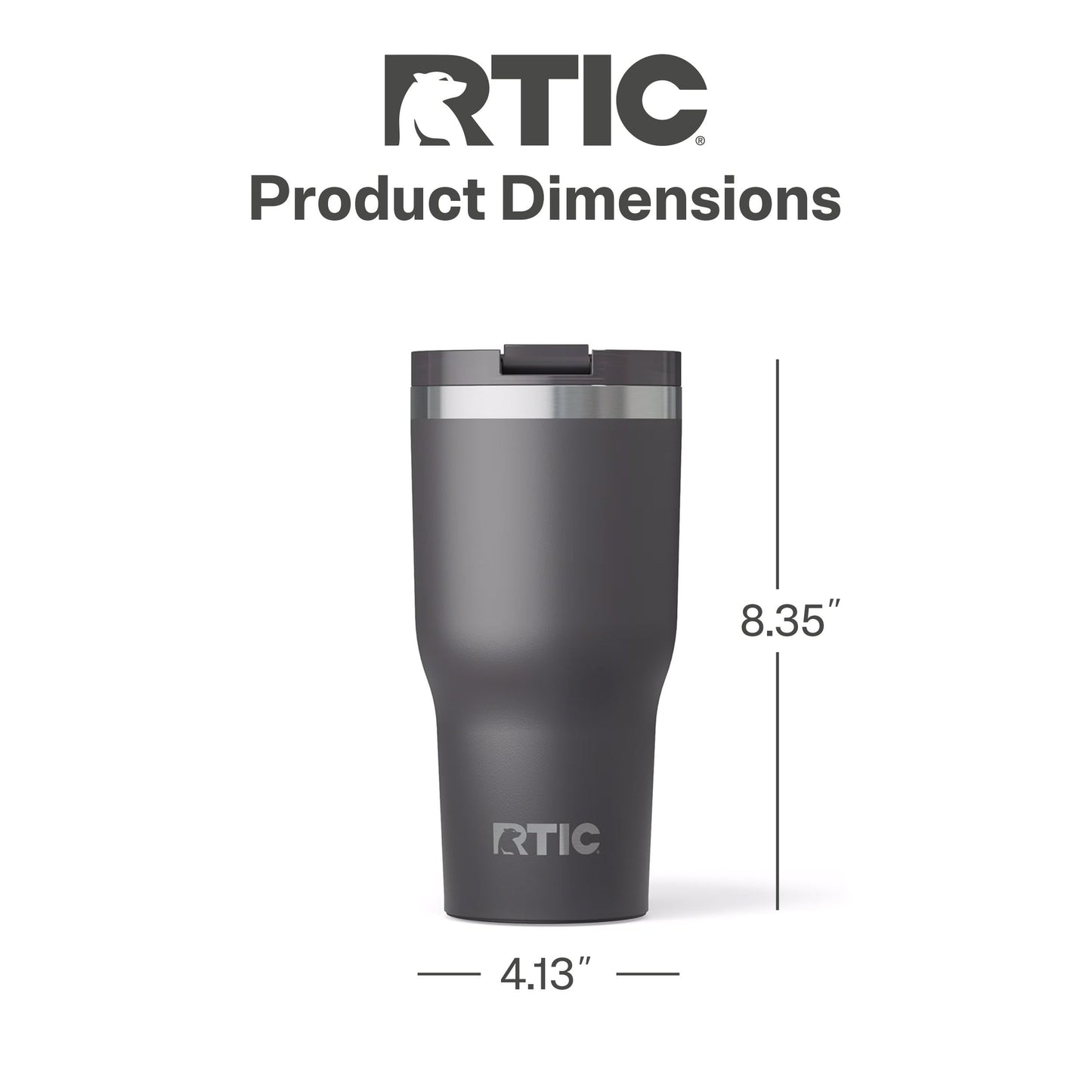 RTIC 30oz Essential Tumbler with Lid, Ceramic Lined, Insulated, Stainless Steel, Metal, Double Wall Vacuum-Insulation, Travel Cup for Iced Coffee, Tea, Hot and Cold Drink, Graphite