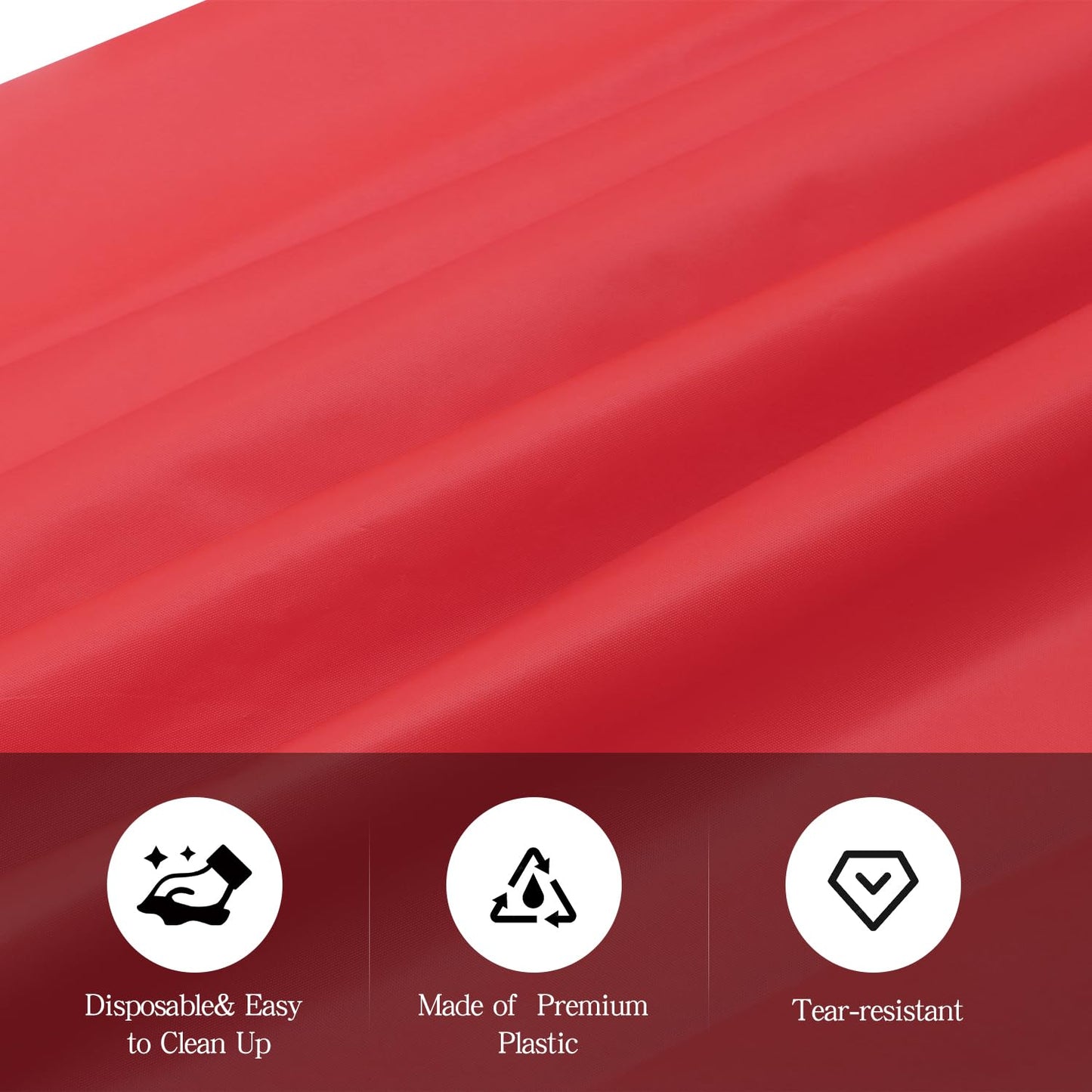 tujol Red 6 Pack Plastic Table Cloth 54" x 108", Disposable Tablecloths Rectangle Table Cover, Plastic Tablecloths for Parties