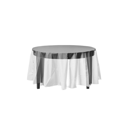 Exquisite 12-Pack Premium Plastic Tablecloth Pack of 12 Premium Plastic Tablecloth 84 Inch Round Table Cover - Clear